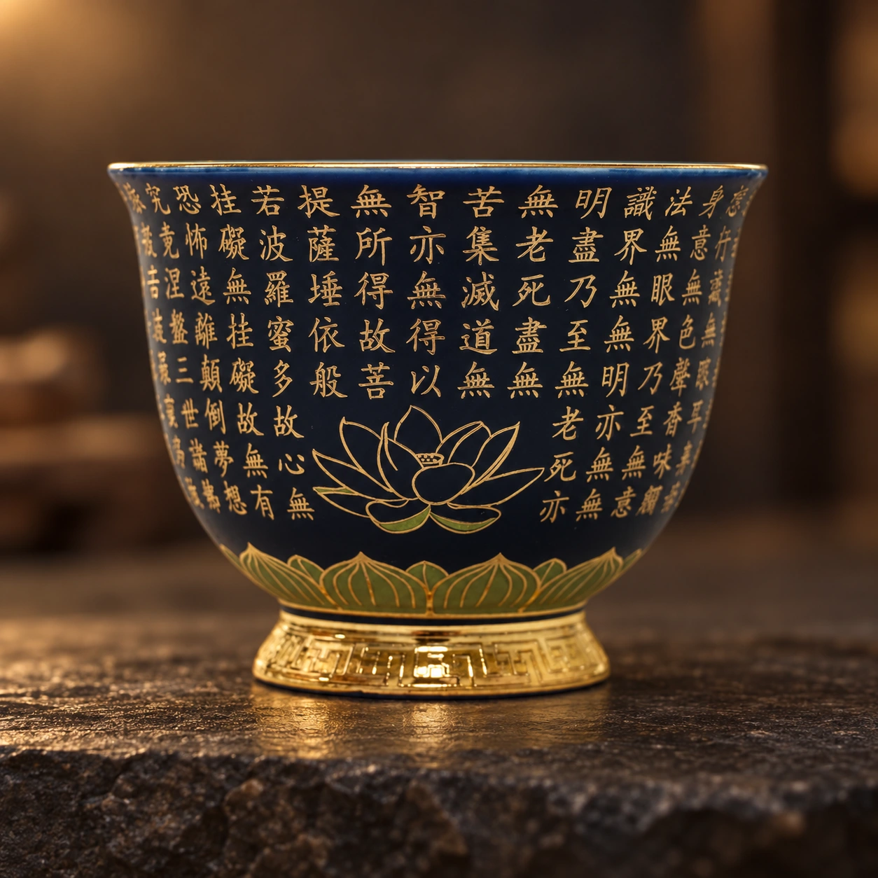 从经文，看到杯底的莲瓣。